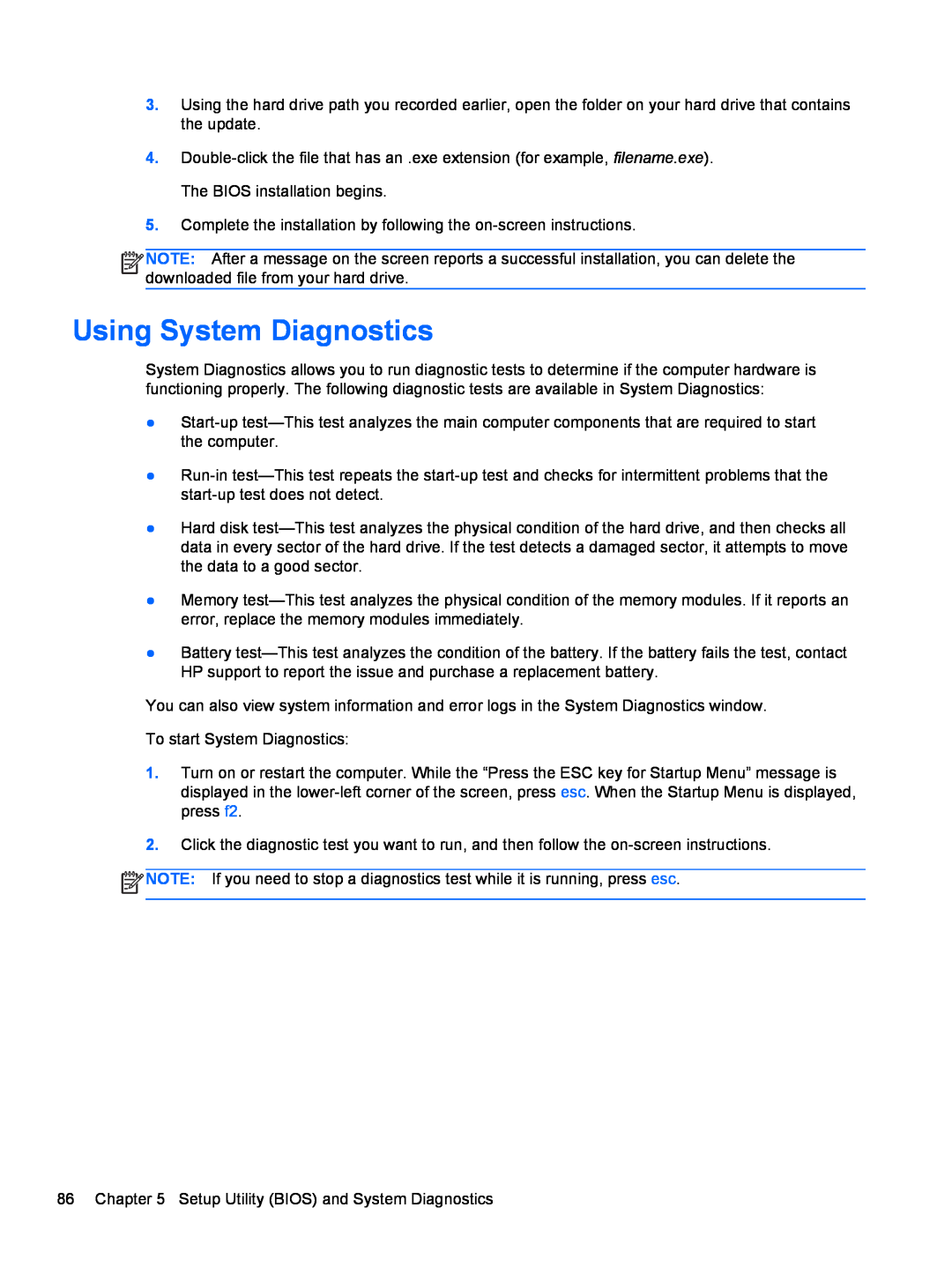 HP D1E80UA, 2000 manual Using System Diagnostics 