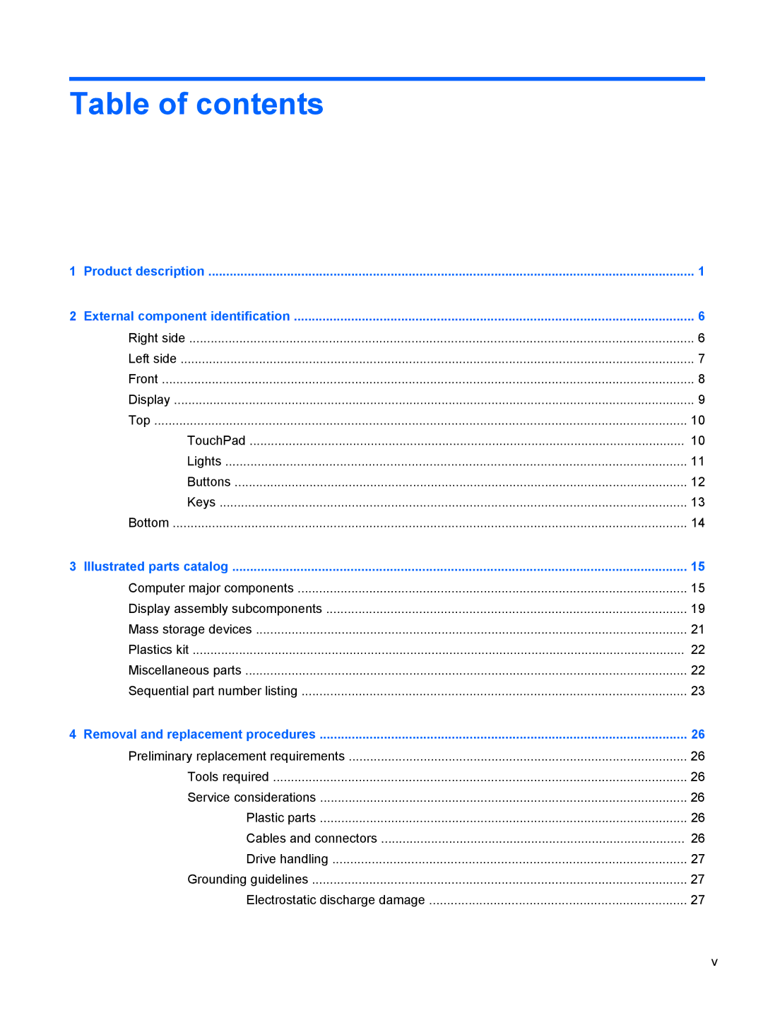 HP C2N25UA, D1E81UA manual Table of contents 