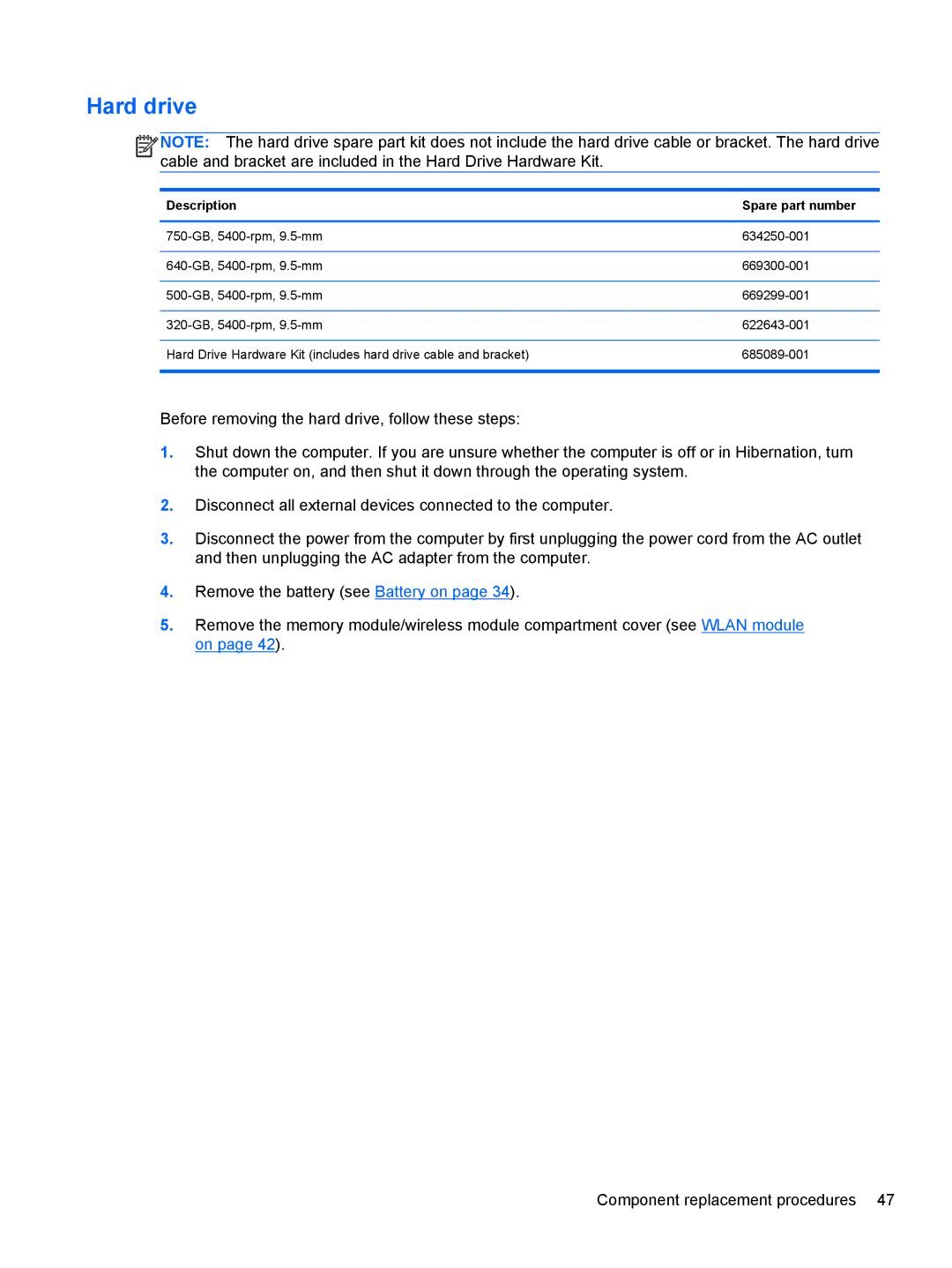 HP D1E81UA, C2N25UA manual Hard drive 