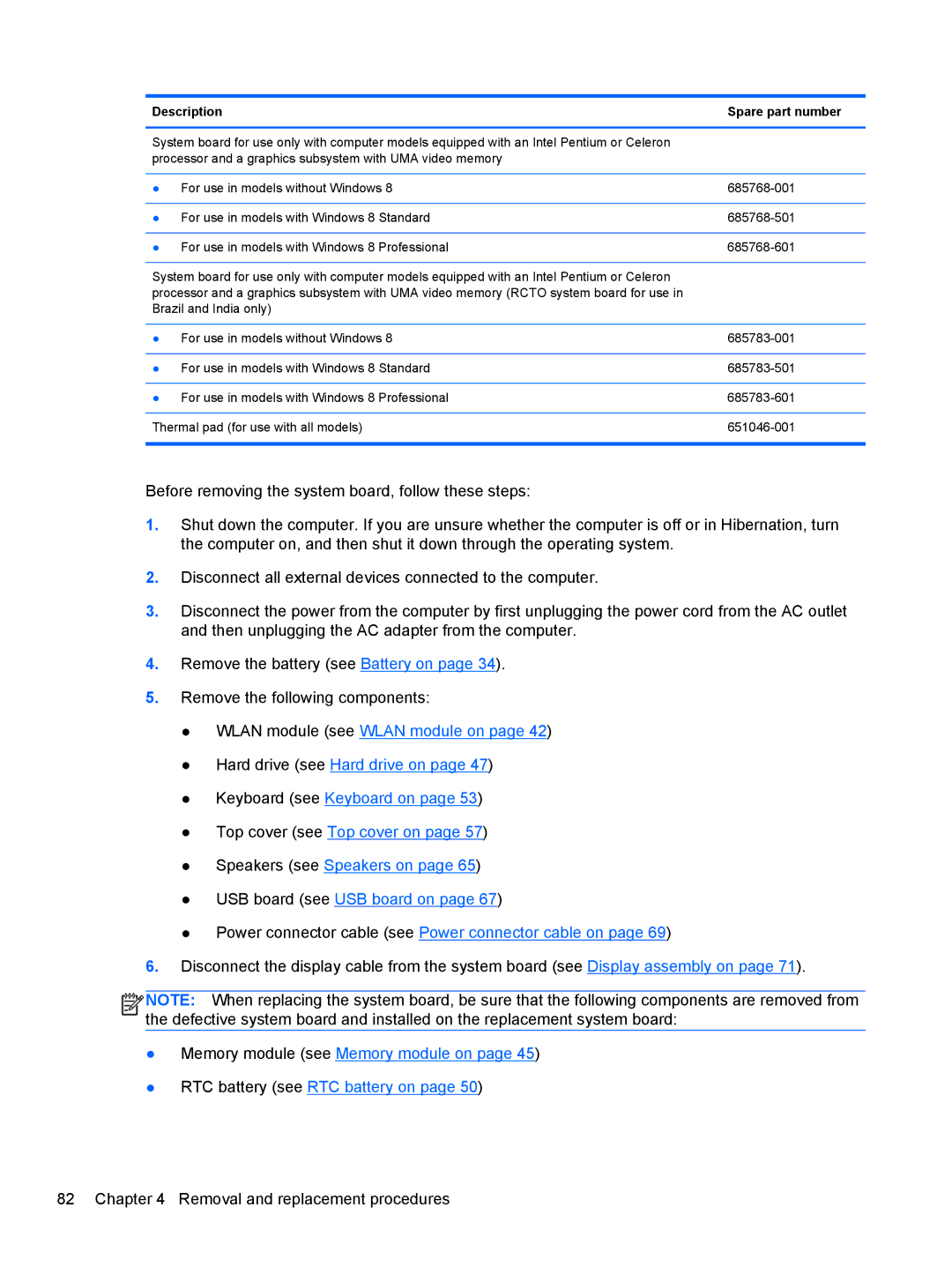 HP C2N25UA, D1E81UA manual Removal and replacement procedures 