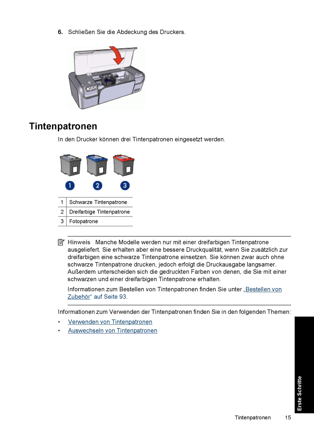 HP D2400 manual Tintenpatronen 