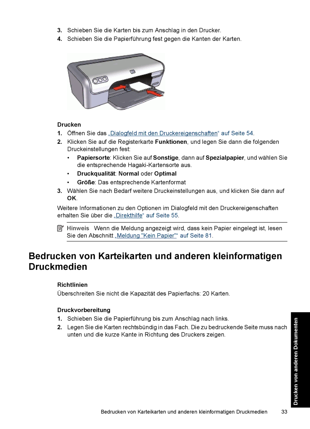 HP D2400 manual Druckqualität Normal oder Optimal 