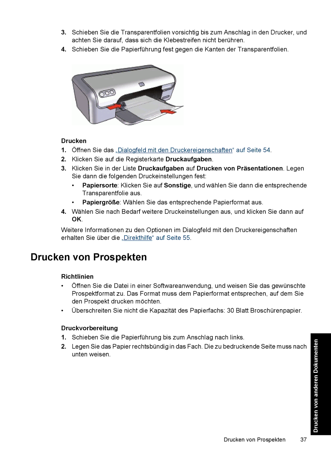 HP D2400 manual Drucken von Prospekten 