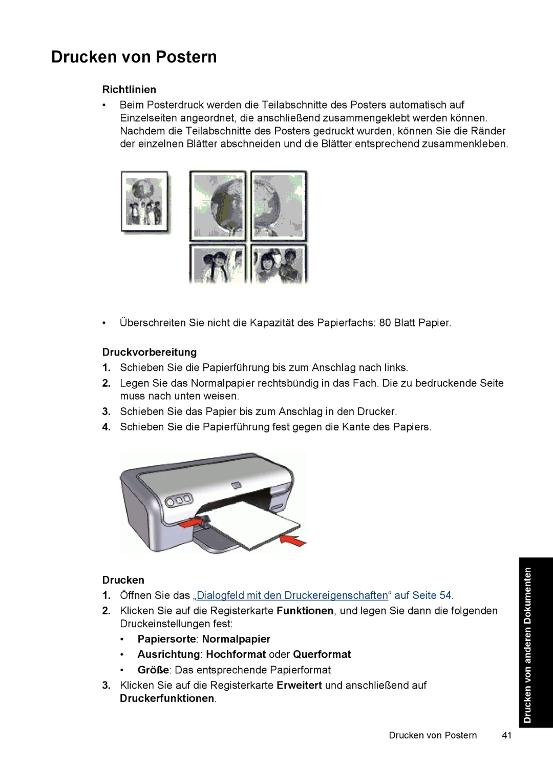 HP D2400 manual Drucken von Postern 