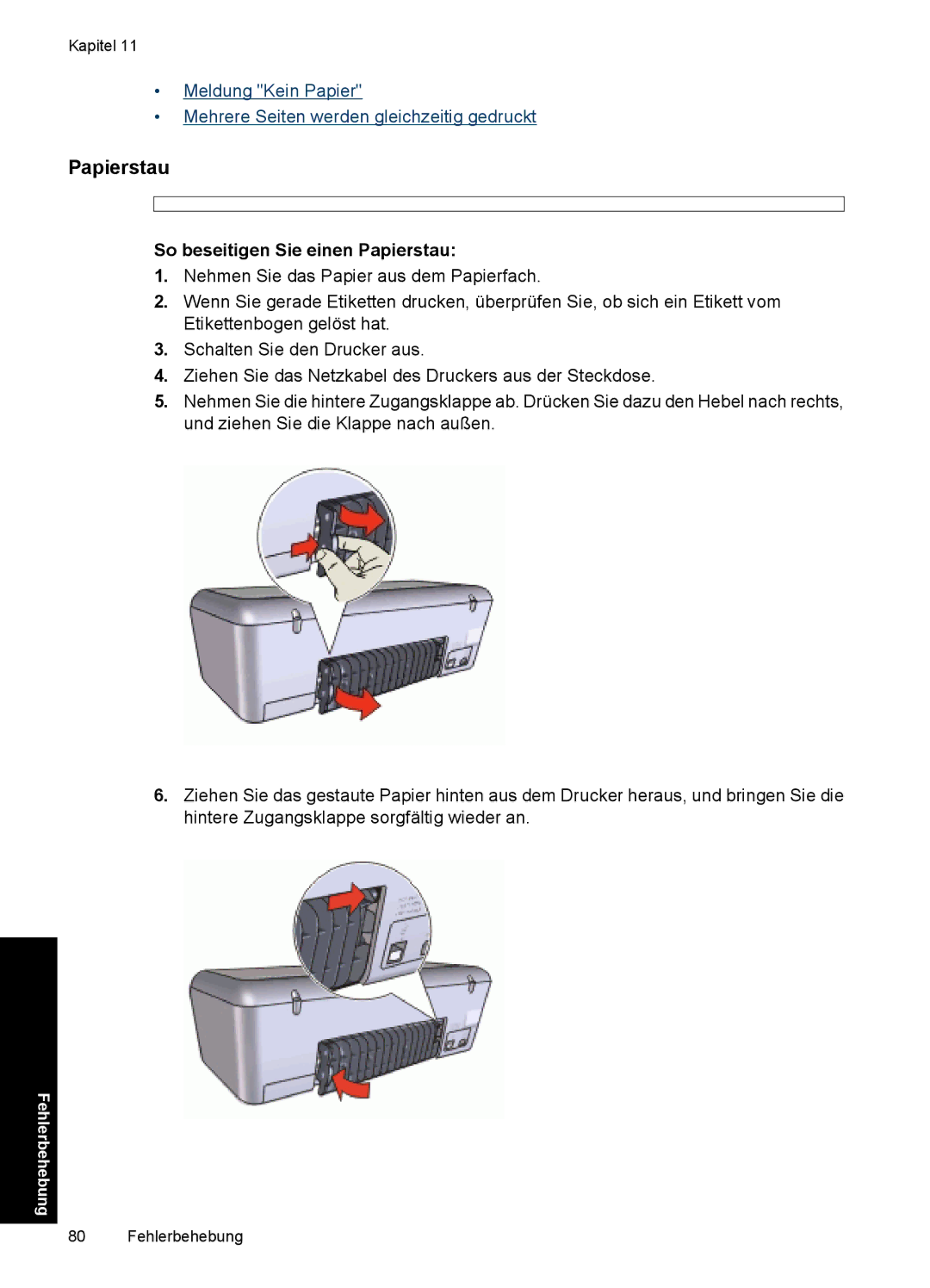 HP D2400 manual So beseitigen Sie einen Papierstau 