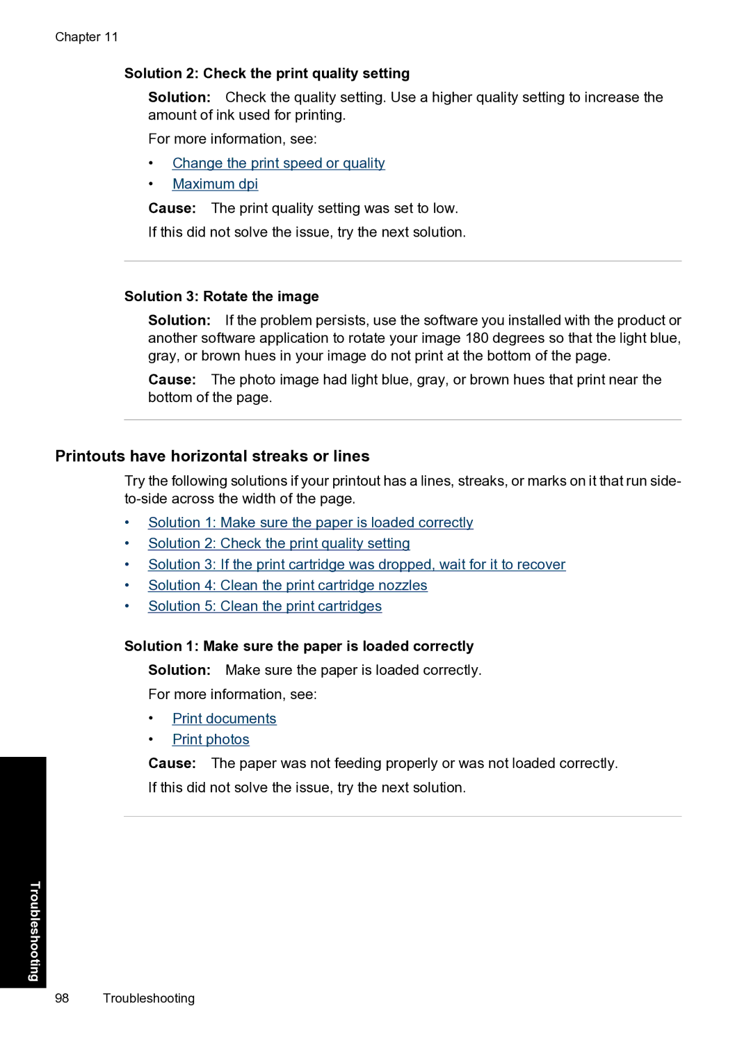 HP D2500 manual Printouts have horizontal streaks or lines, Solution 2 Check the print quality setting 