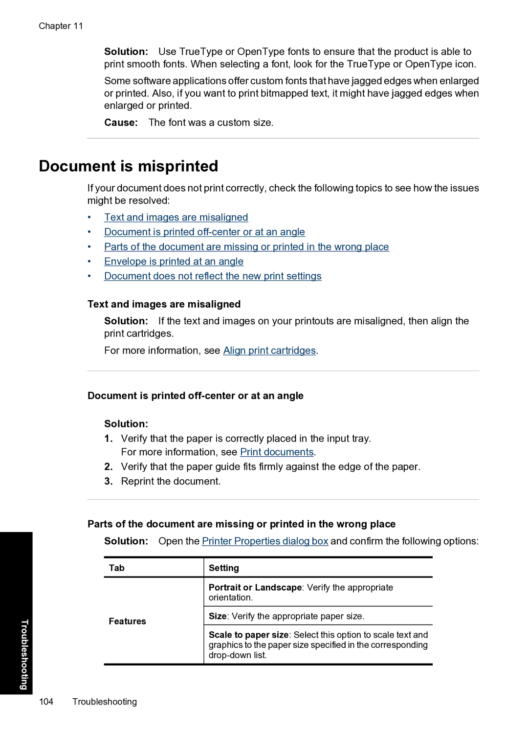 HP D2500 Document is misprinted, Text and images are misaligned, Document is printed off-center or at an angle Solution 