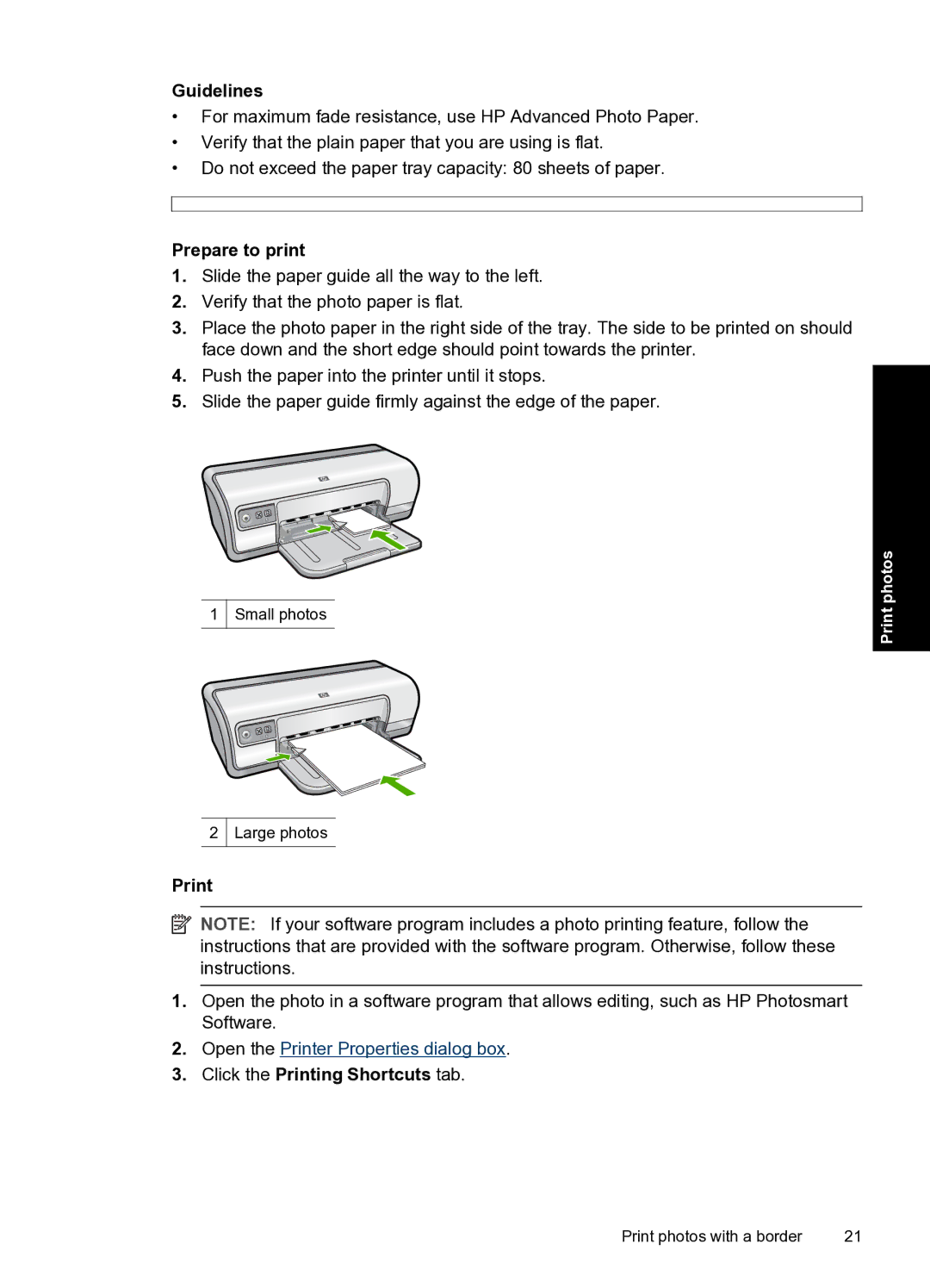 HP D2500 manual Click the Printing Shortcuts tab 