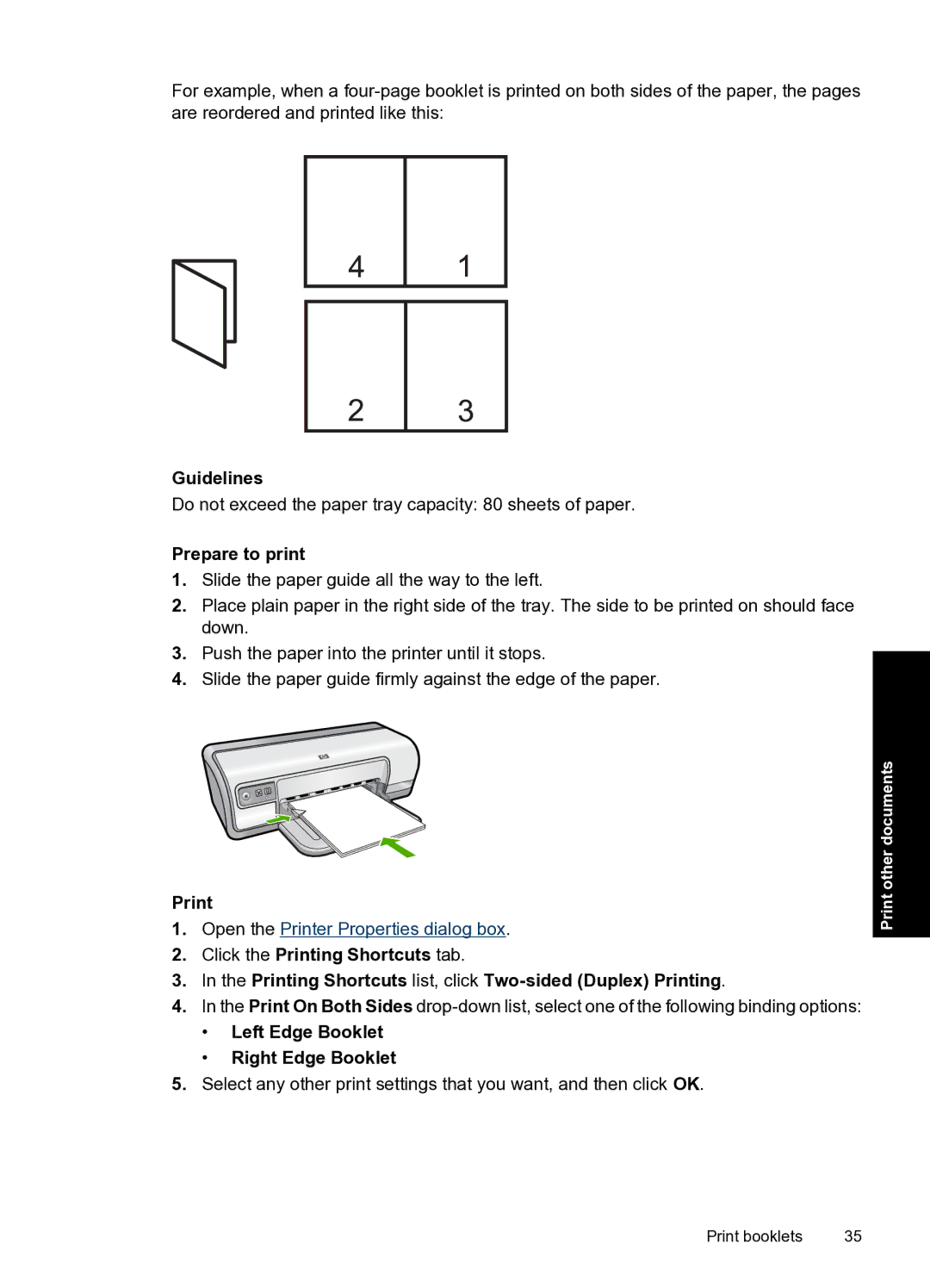 HP D2500 manual Left Edge Booklet Right Edge Booklet 