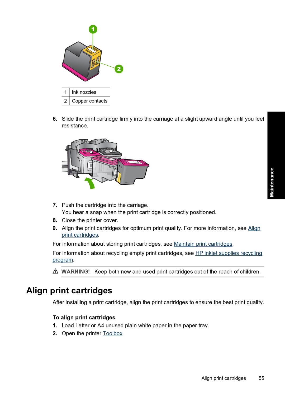 HP D2500 manual Align print cartridges, To align print cartridges 