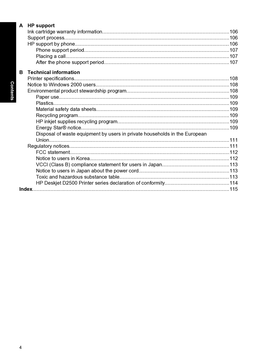 HP D2500 manual HP support, Technical information 