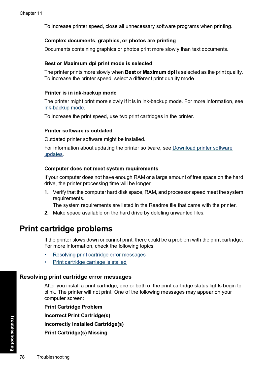 HP D2500 manual Print cartridge problems, Resolving print cartridge error messages 