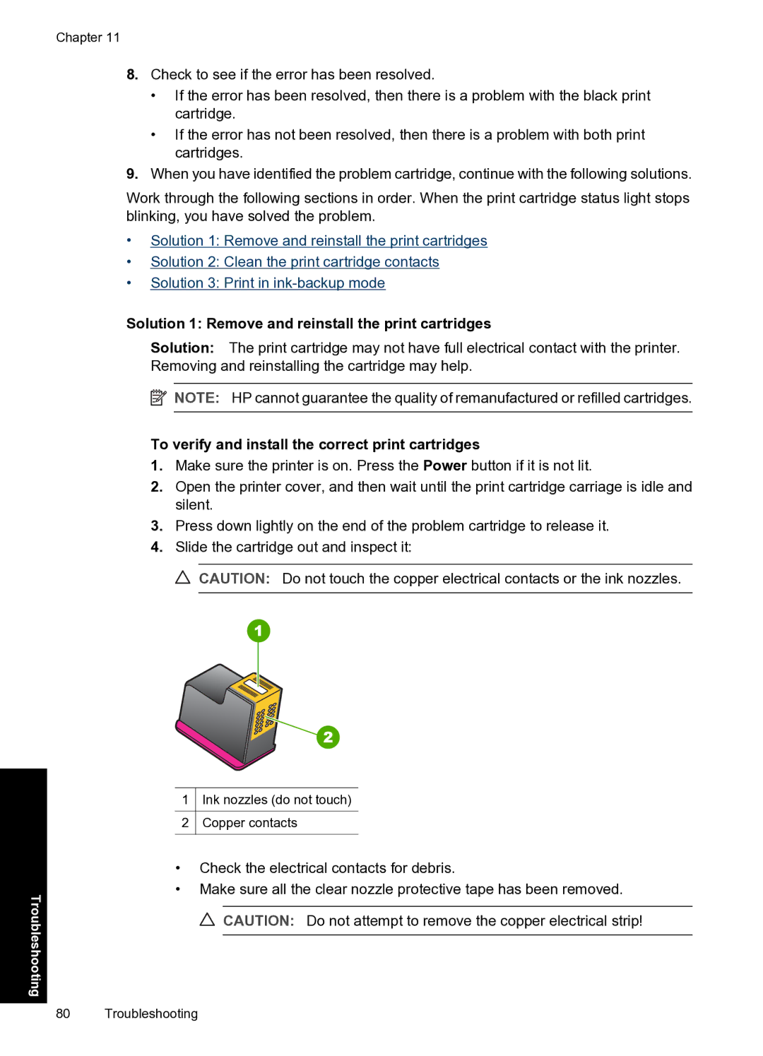 HP D2500 manual Solution 1 Remove and reinstall the print cartridges, To verify and install the correct print cartridges 