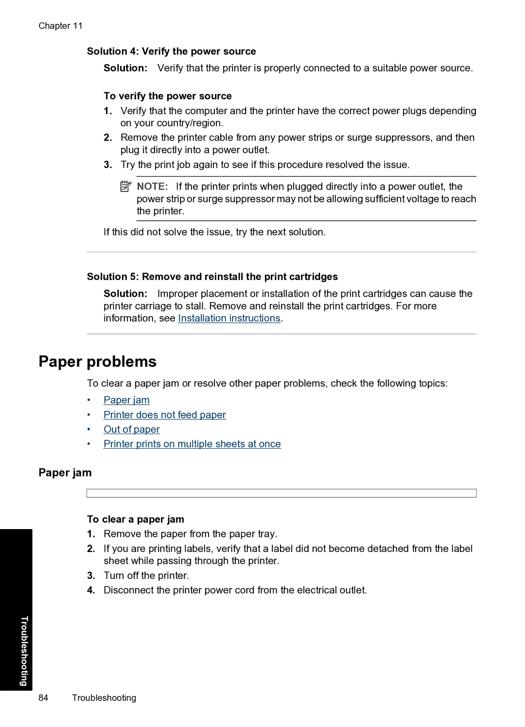 HP D2500 manual Paper problems, Paper jam 