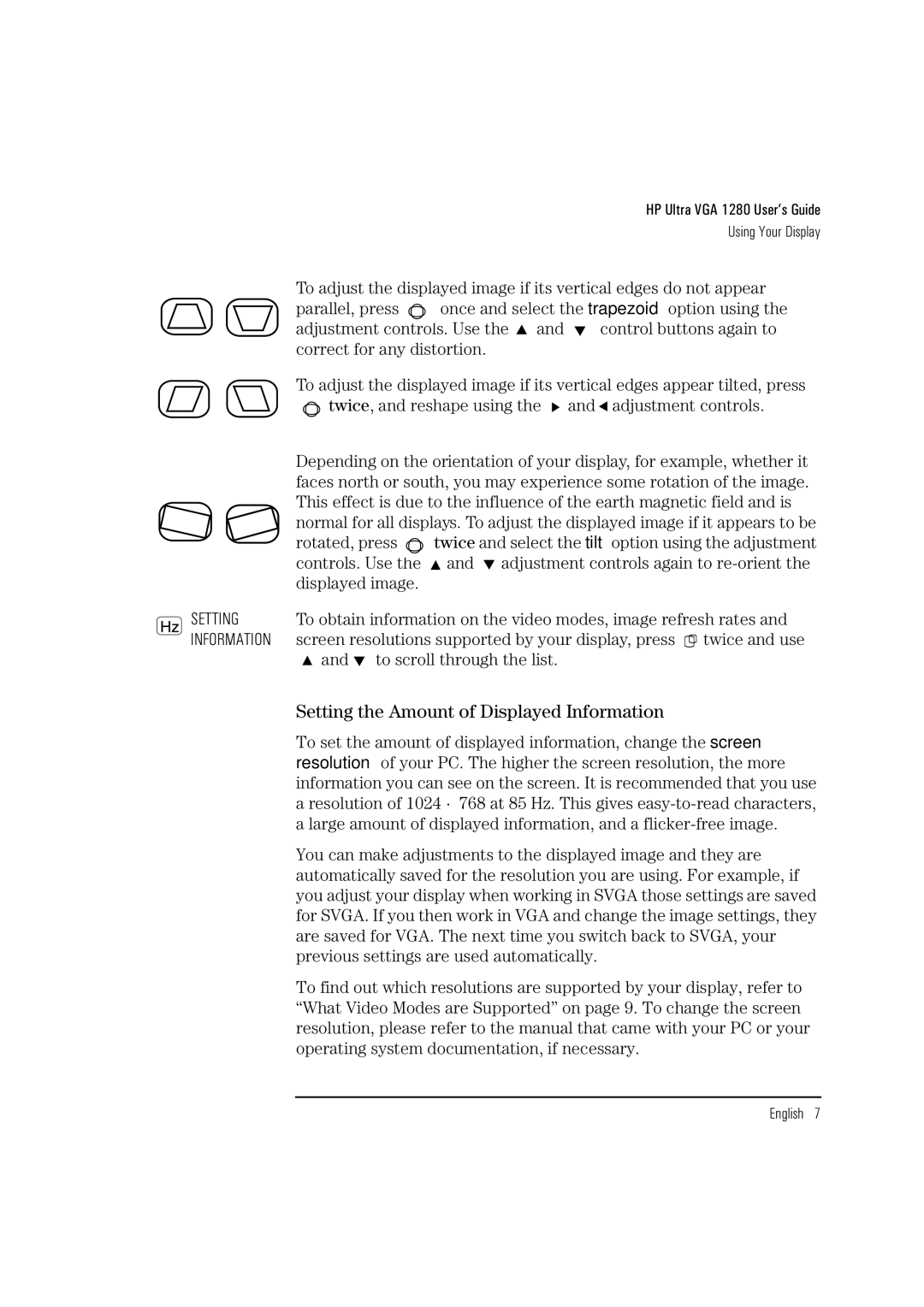 HP D2835A, D2836A, D2835S manual Setting the Amount of Displayed Information 