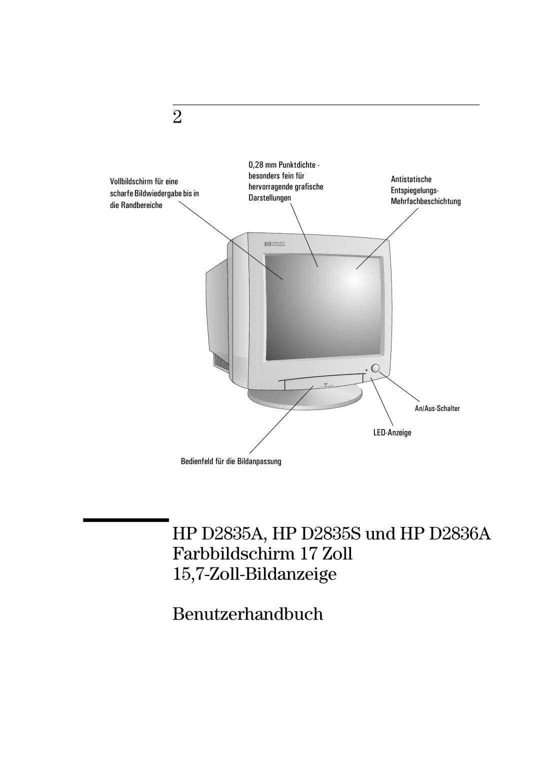 HP D2836A, D2835S, D2835A manual LED-Anzeige Bedienfeld für die Bildanpassung 