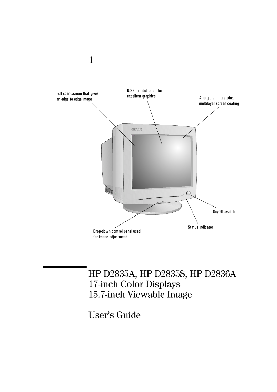 HP D2835A, D2836A, D2835S manual On/Off switch Status indicator 