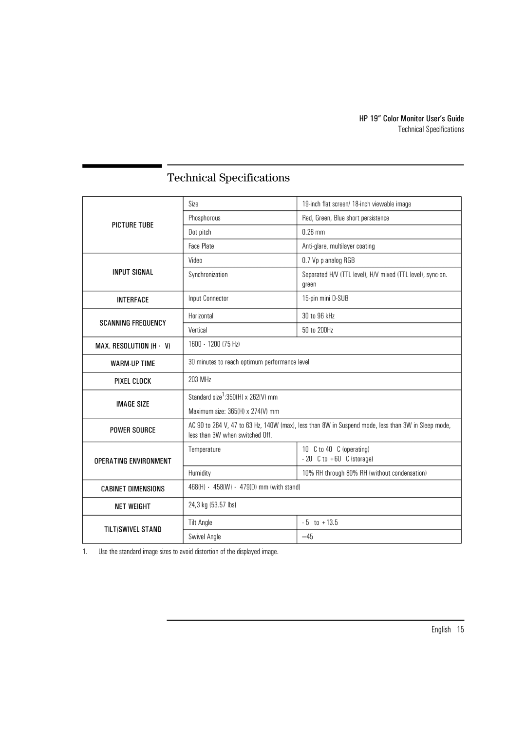 HP D2842W, D2842A manual Technical Specifications, 203 MHz 