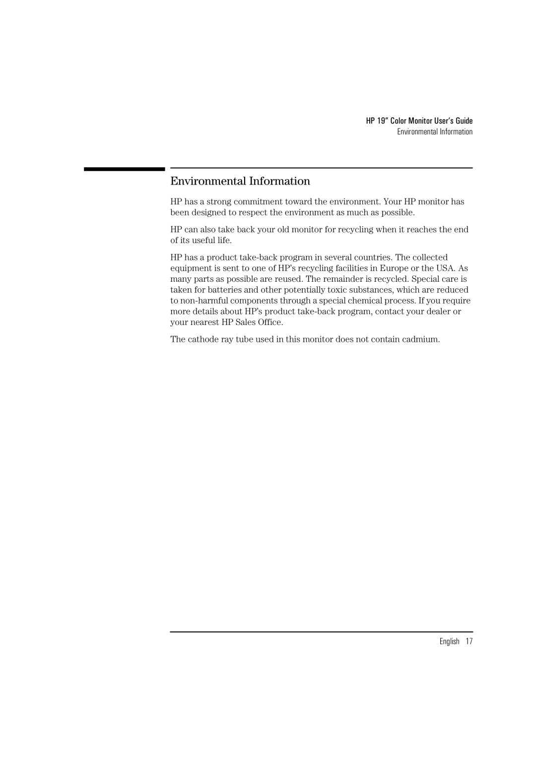 HP D2842W, D2842A manual Environmental Information 