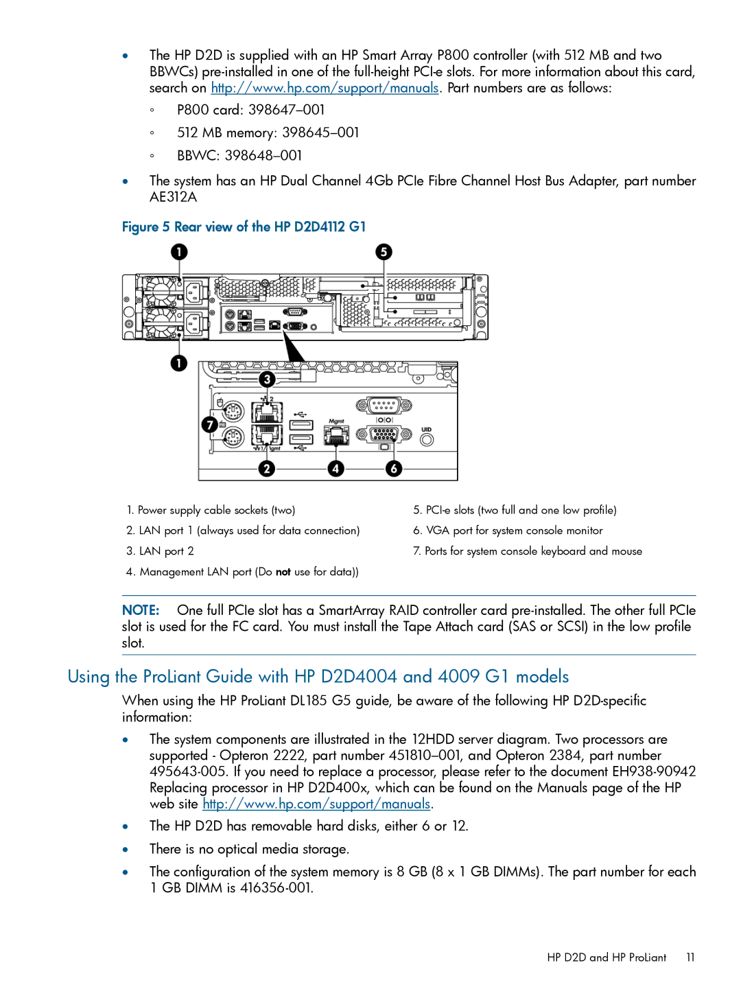 HP D2D4112 G2, D2D4106 G2 manual Using the ProLiant Guide with HP D2D4004 and 4009 G1 models, Rear view of the HP D2D4112 G1 