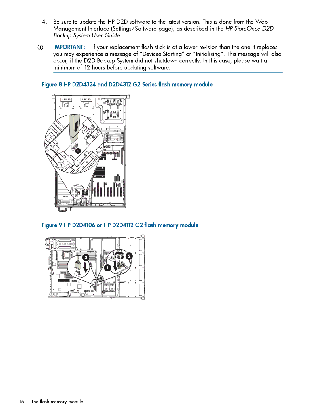 HP D2D2503, D2D4106 G2, D2D4112 G2, D2D4009 G1, D2D4004 G1, D2D2504 G2 HP D2D4324 and D2D4312 G2 Series flash memory module 