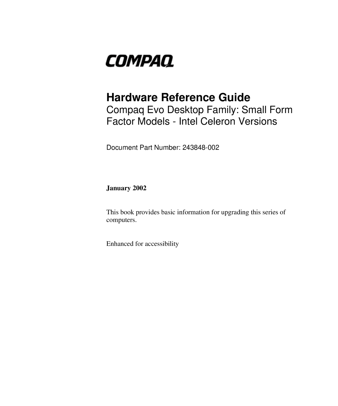 HP D300 manual Hardware Reference Guide 