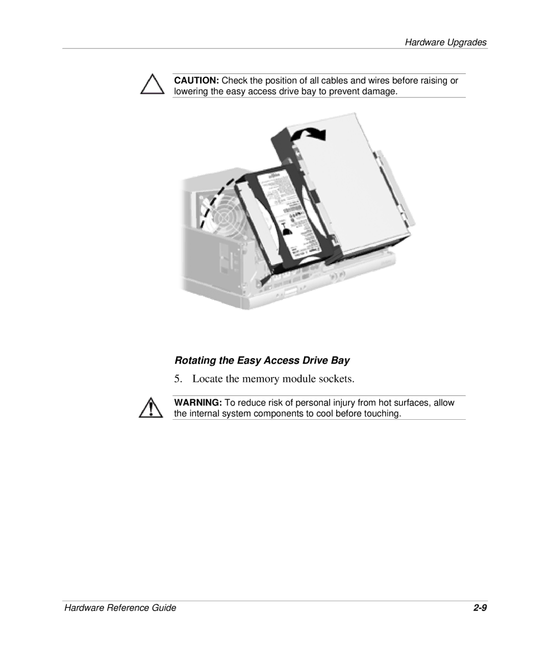 HP D300 manual Locate the memory module sockets 