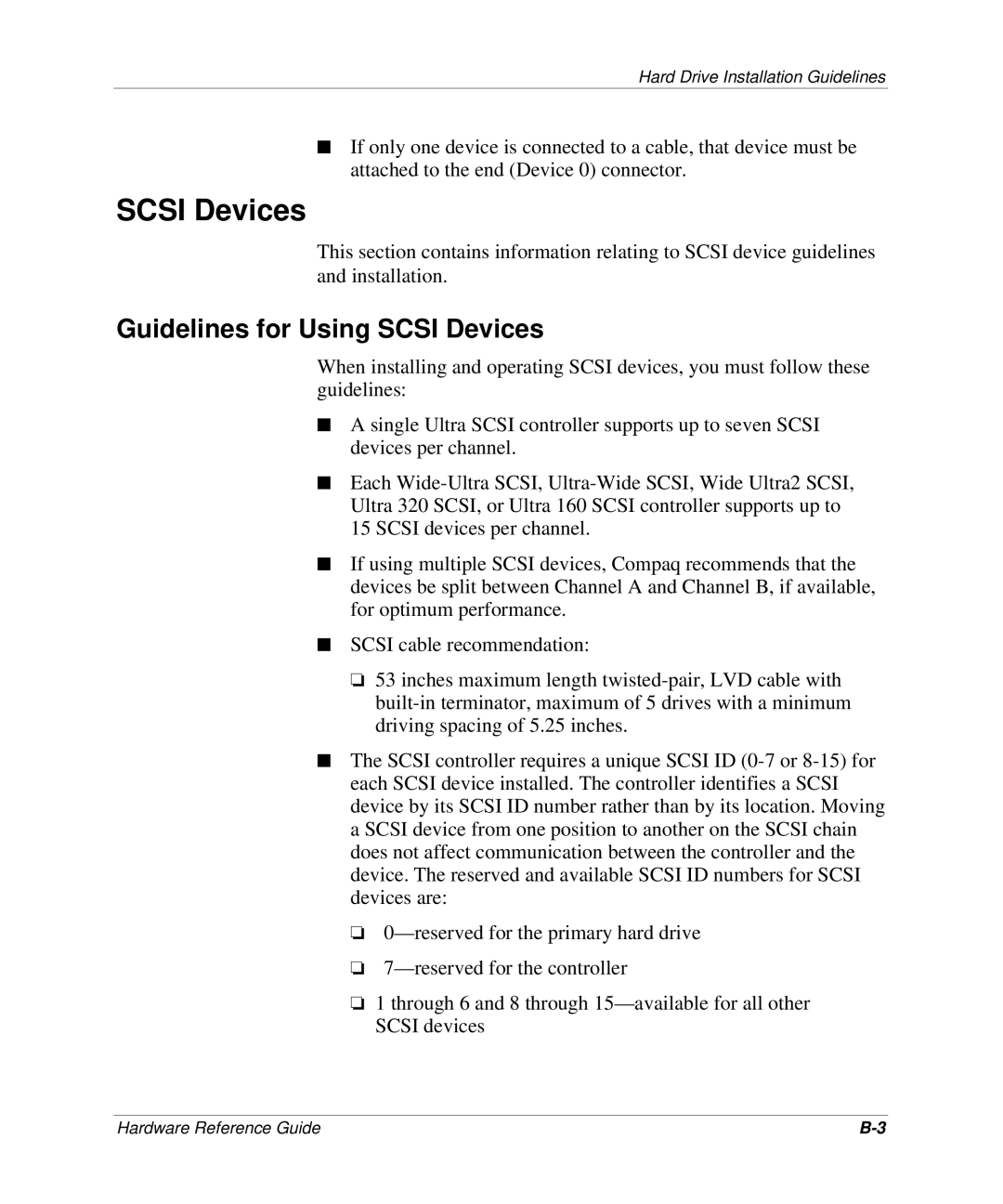 HP D300 manual Guidelines for Using Scsi Devices 