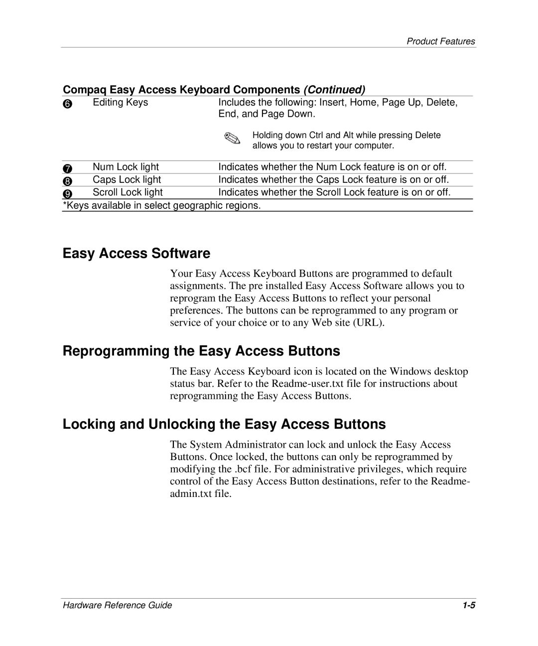 HP D300 manual Easy Access Software, Reprogramming the Easy Access Buttons, Locking and Unlocking the Easy Access Buttons 