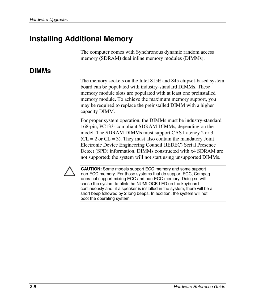 HP D300 manual Installing Additional Memory, DIMMs 