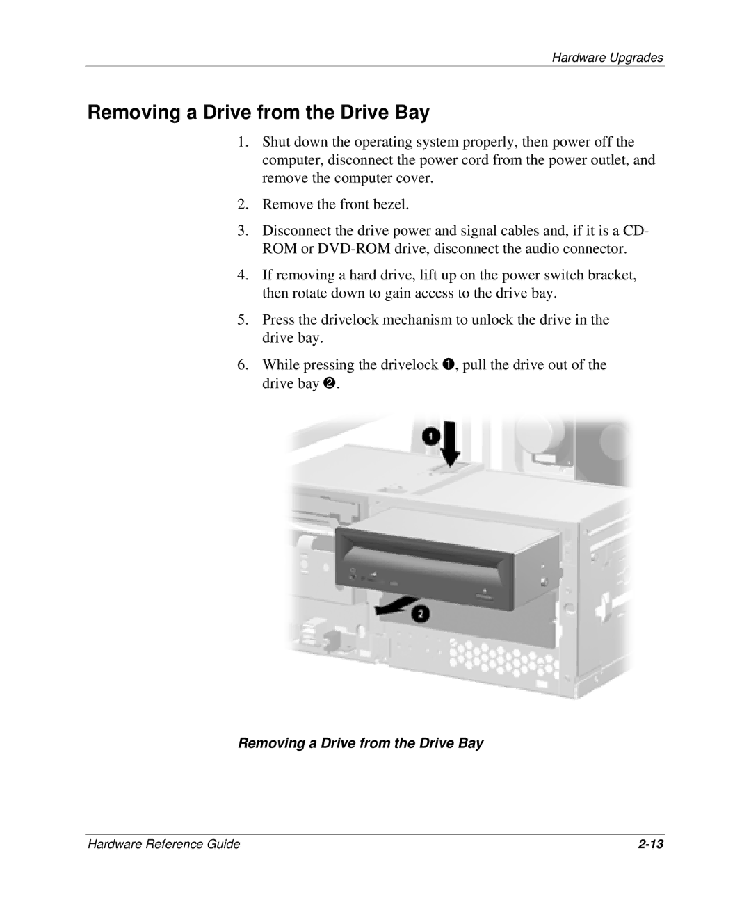 HP D300 manual Removing a Drive from the Drive Bay 