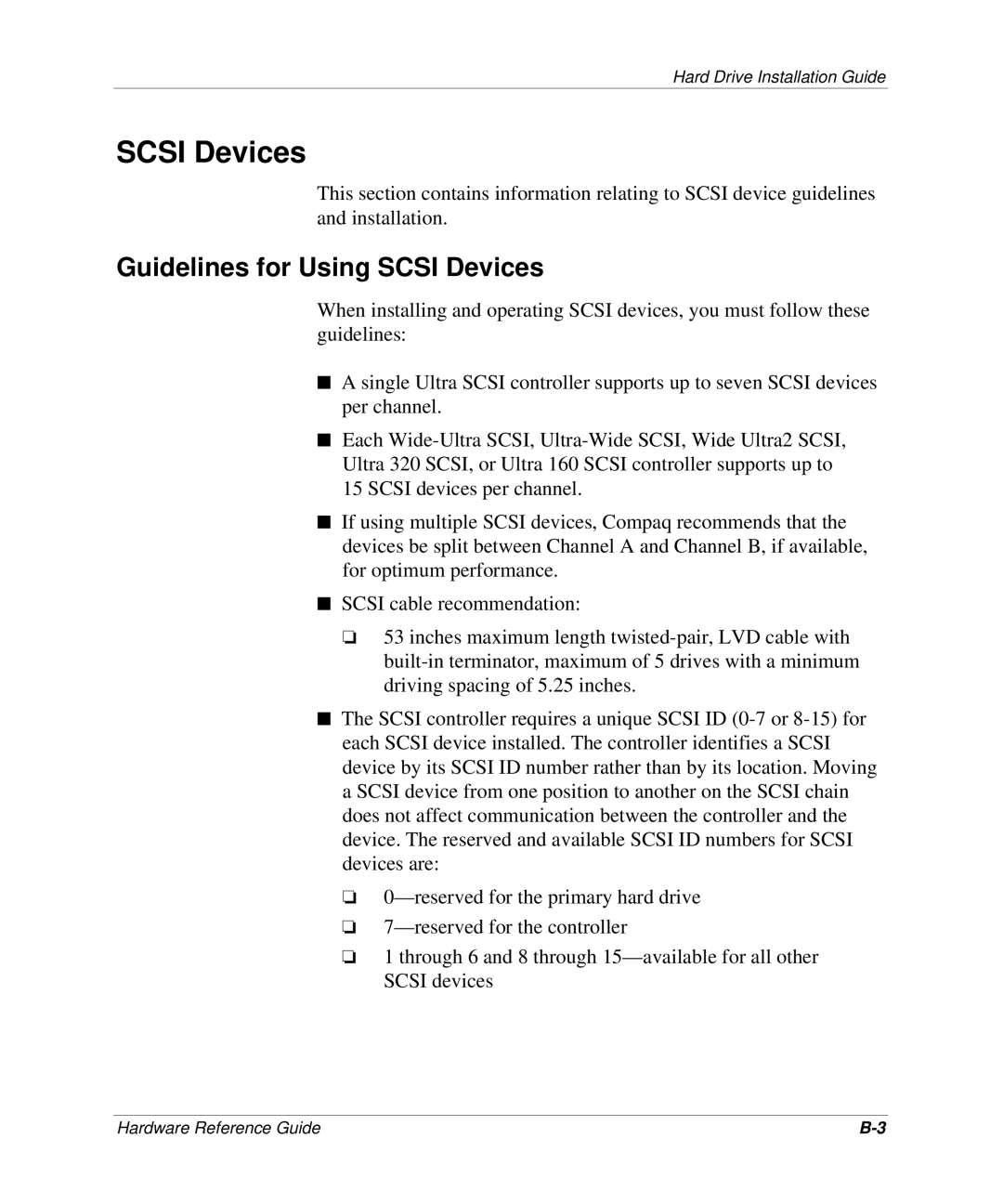 HP D300 manual Guidelines for Using Scsi Devices 