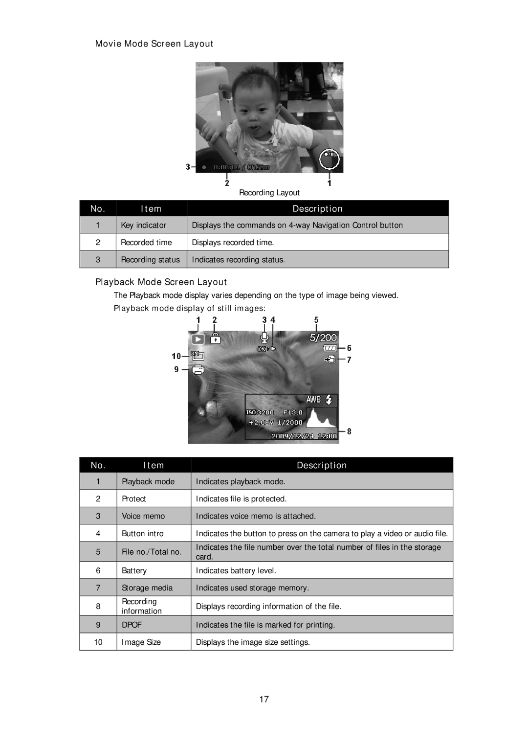 HP d3000 manual Movie Mode Screen Layout 