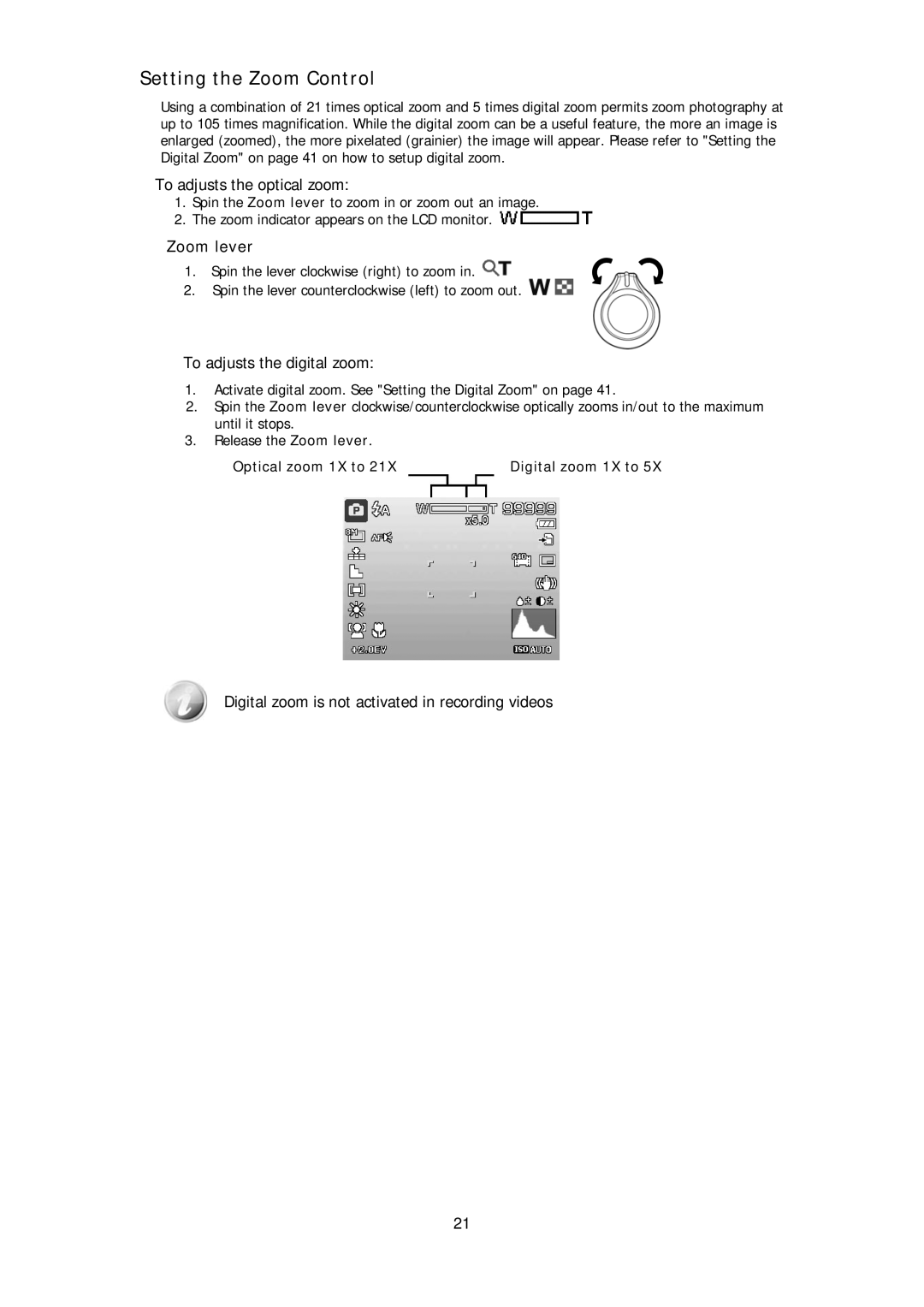 HP d3000 manual Setting the Zoom Control, To adjusts the optical zoom, To adjusts the digital zoom 