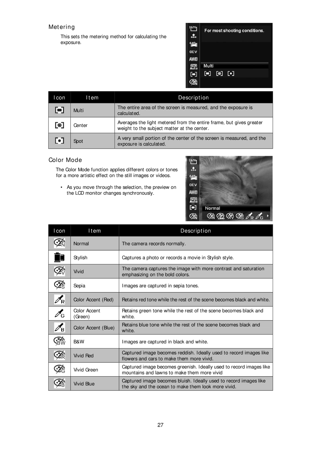 HP d3000 manual Metering, Color Mode 