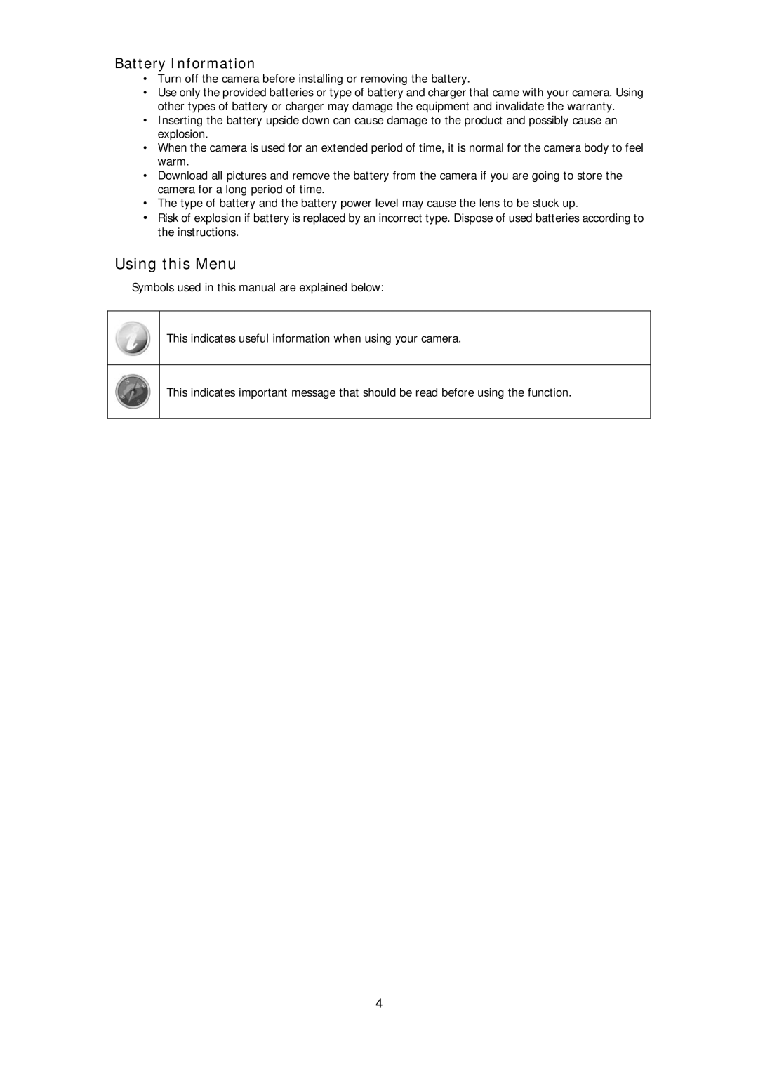 HP d3000 manual Using this Menu, Battery Information 