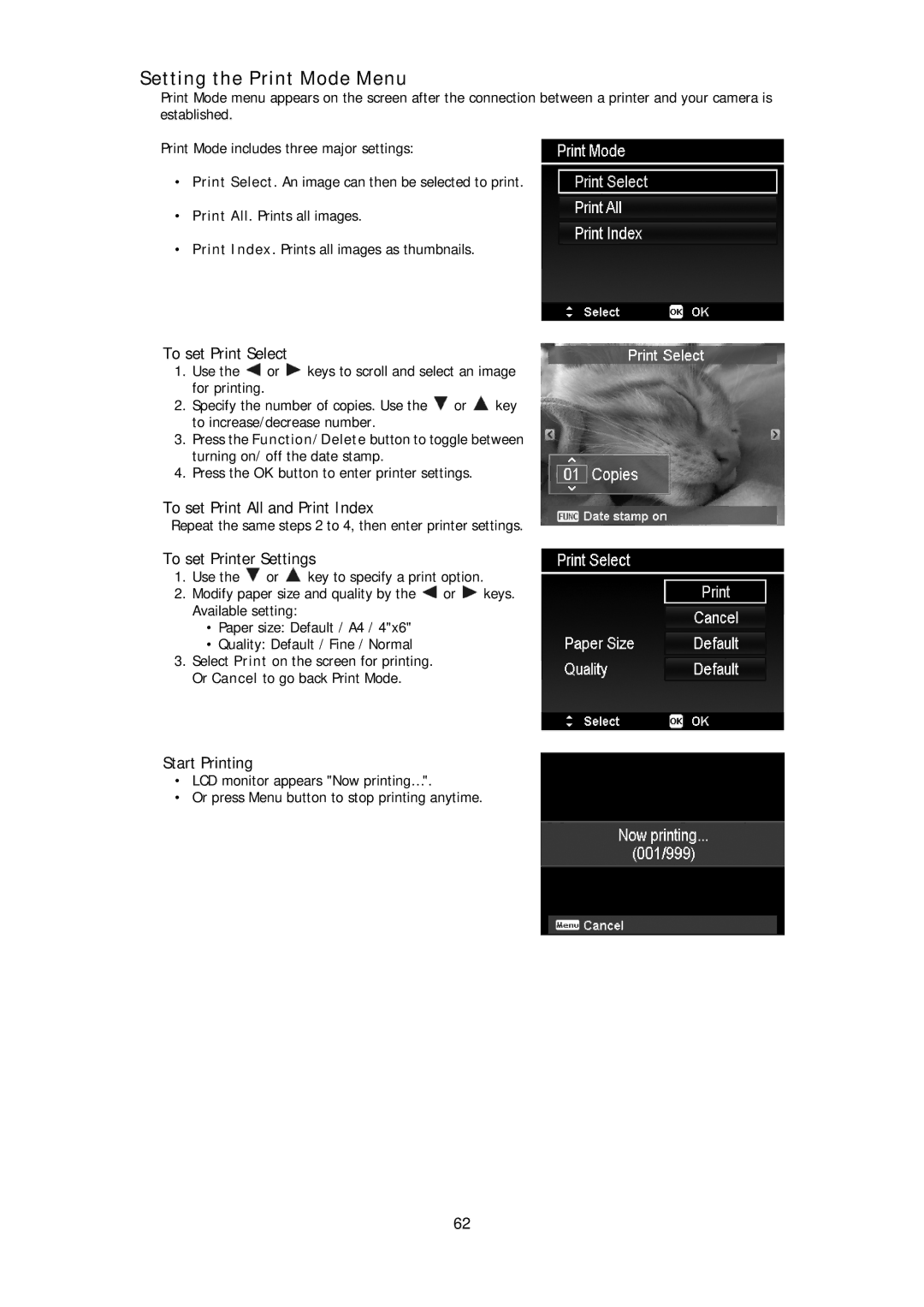 HP d3000 manual Setting the Print Mode Menu, To set Print Select, To set Print All and Print Index, To set Printer Settings 