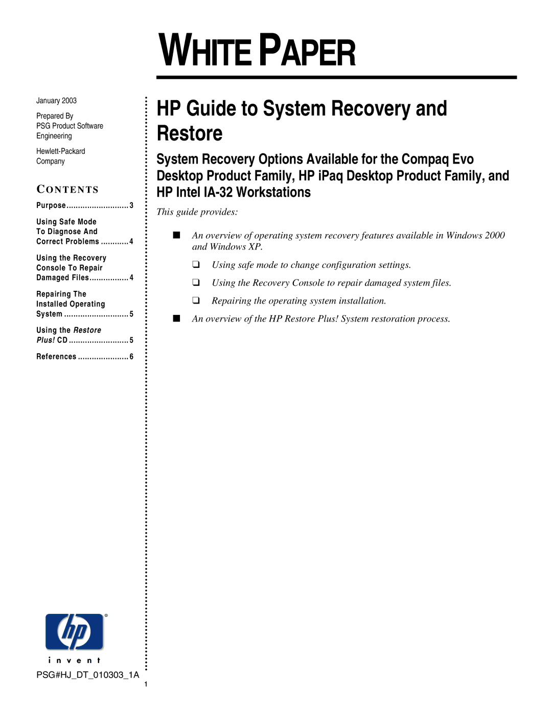 HP D300s manual White Paper 