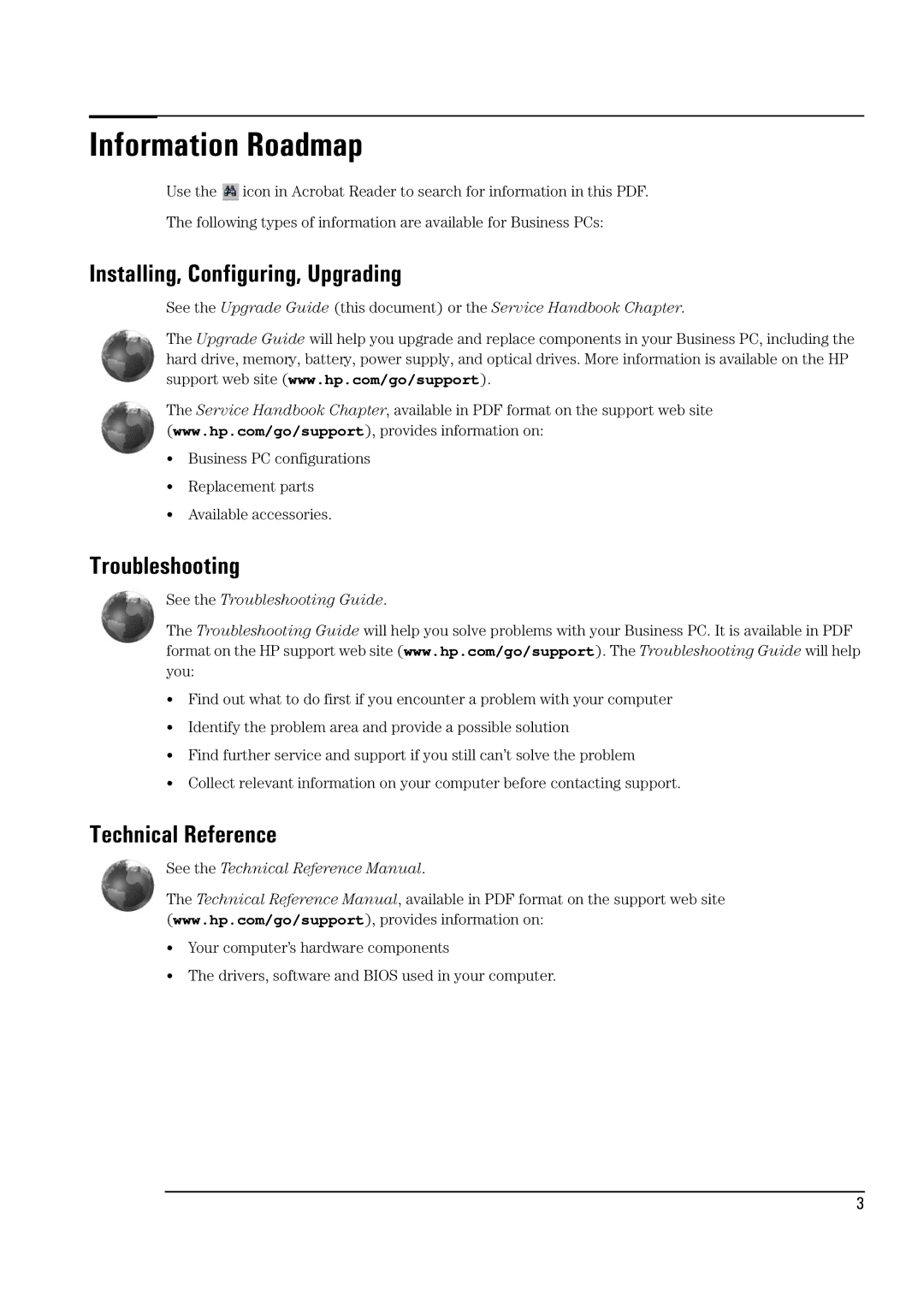 HP D310 Micro manual Information Roadmap 