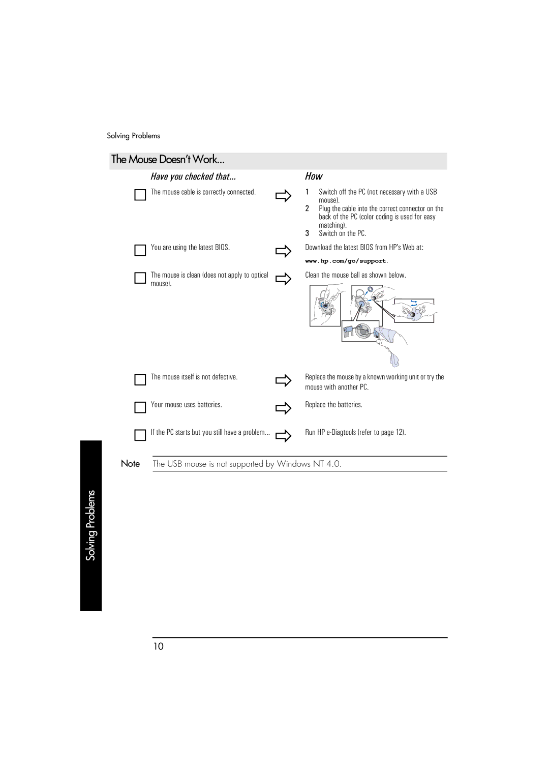 HP D310 Micro manual Mouse Doesn’t Work, How 