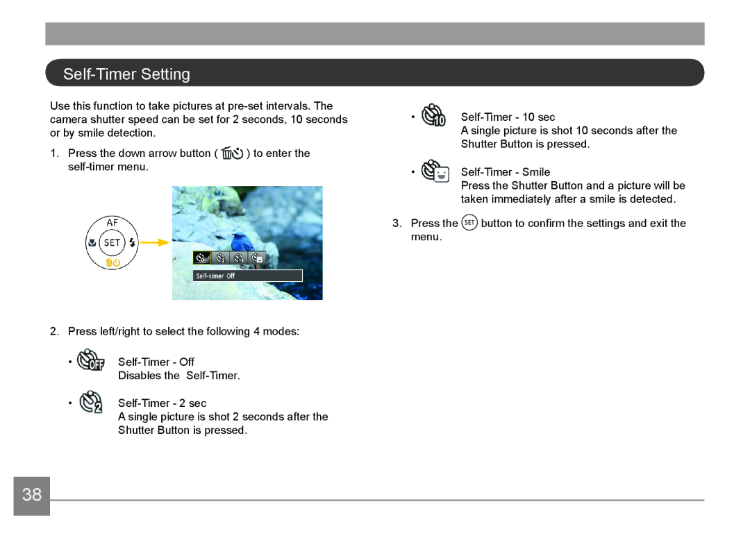 HP d3500 manual Self-Timer Setting 