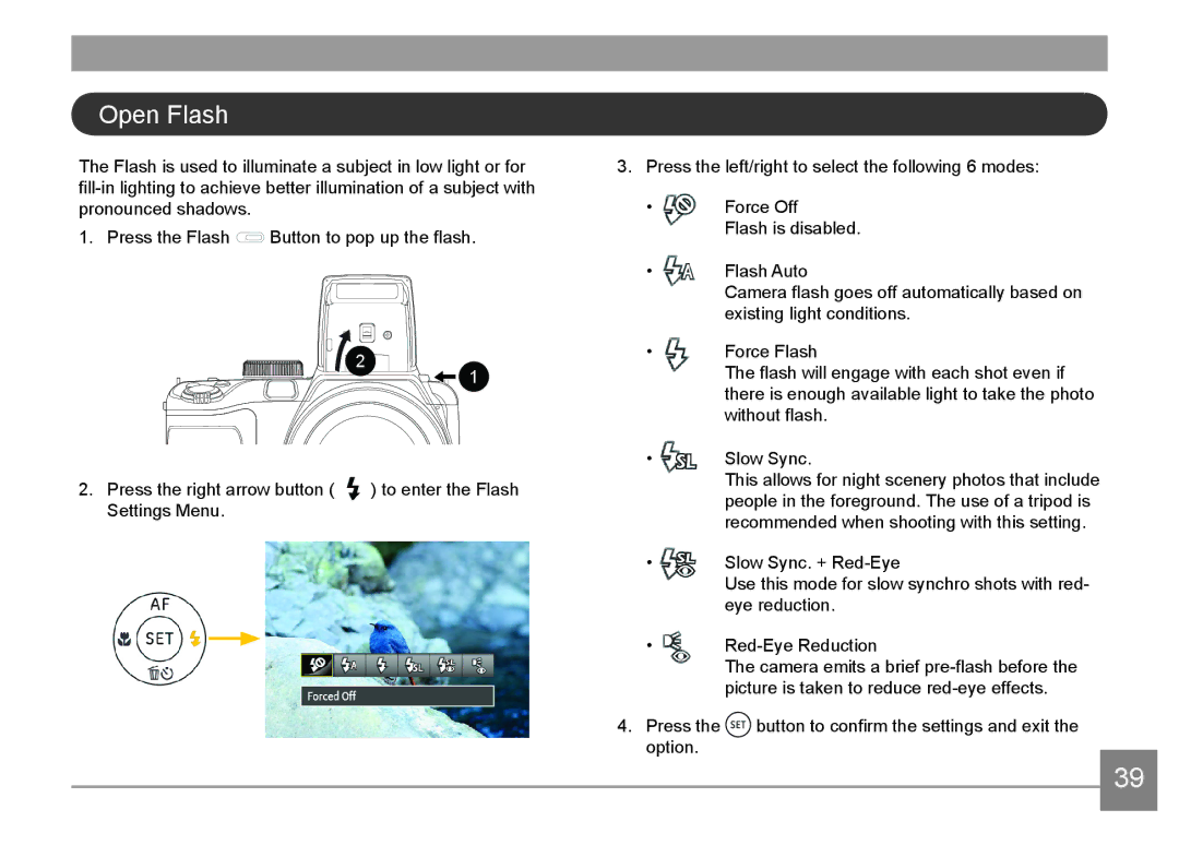 HP d3500 manual Open Flash 