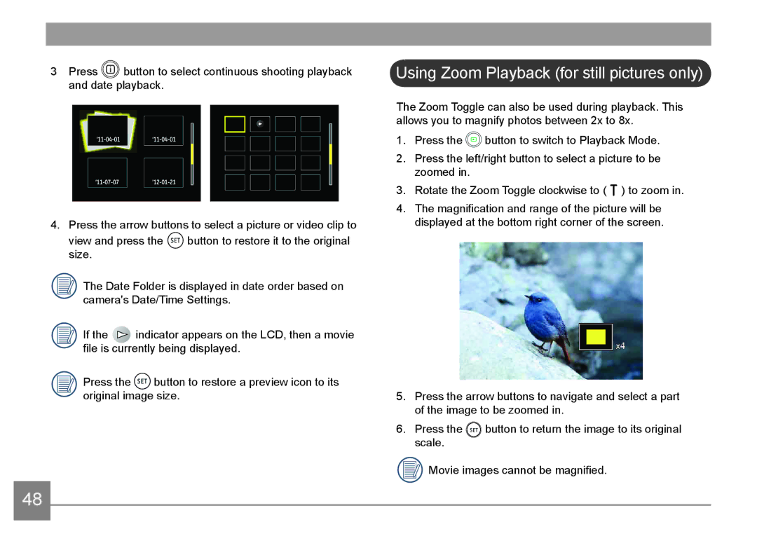 HP d3500 manual Using Zoom Playback for still pictures only 