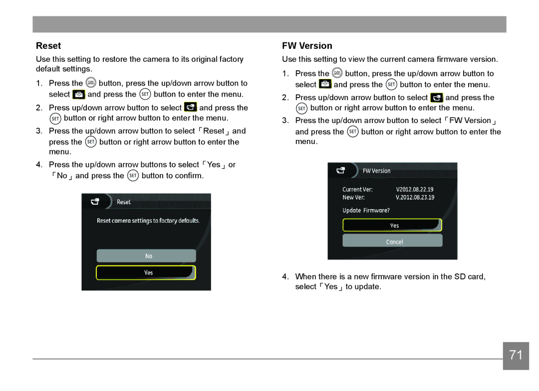 HP d3500 manual Reset, FW Version 