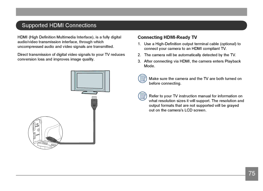 HP d3500 manual Supported Hdmi Connections, Connecting HDMI-Ready TV 