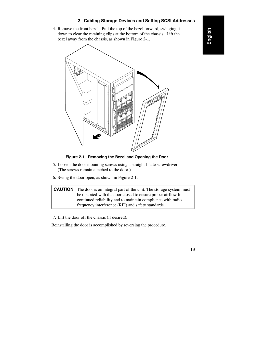 HP D3604-90004 manual Removing the Bezel and Opening the Door 