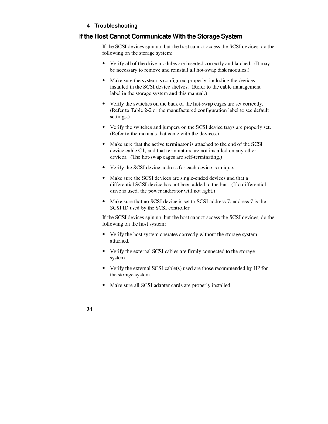 HP D3604-90004 manual If the Host Cannot Communicate With the Storage System 