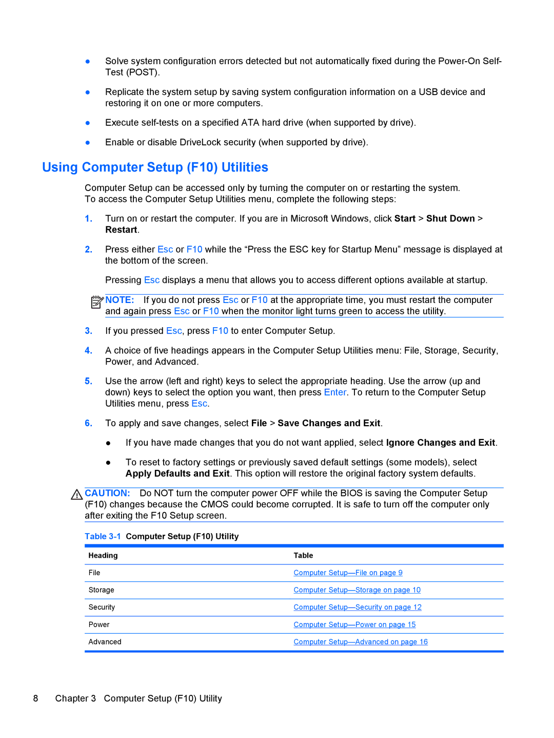 HP D3K72UT D3K72UT#ABA manual Using Computer Setup F10 Utilities, 1Computer Setup F10 Utility 