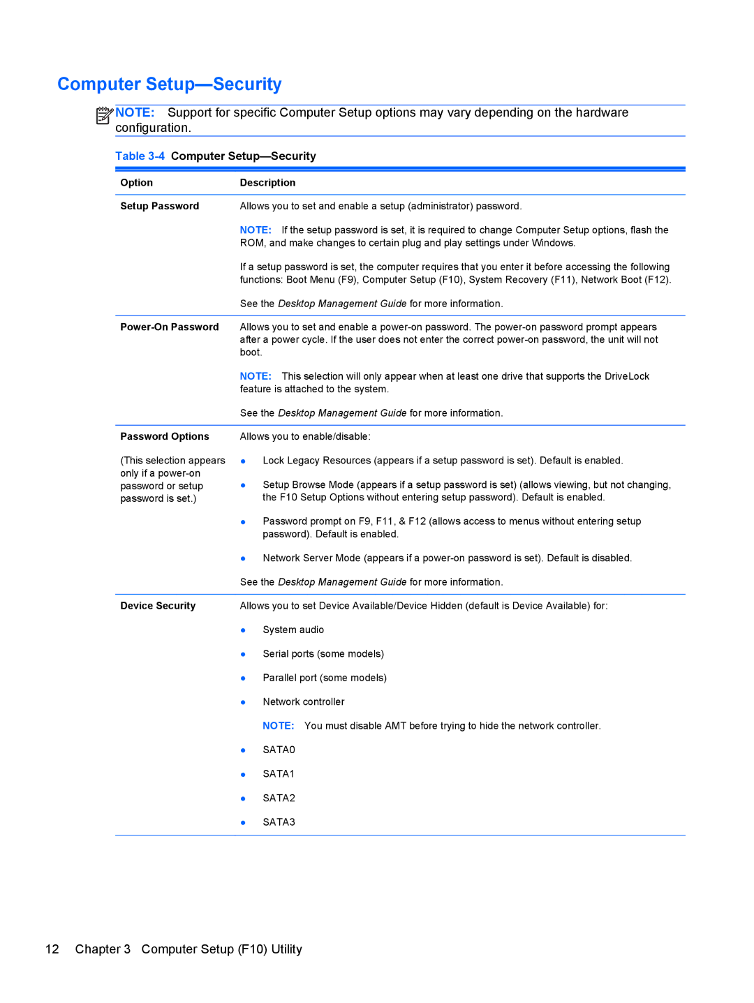 HP D3K72UT D3K72UT#ABA manual 4Computer Setup-Security 