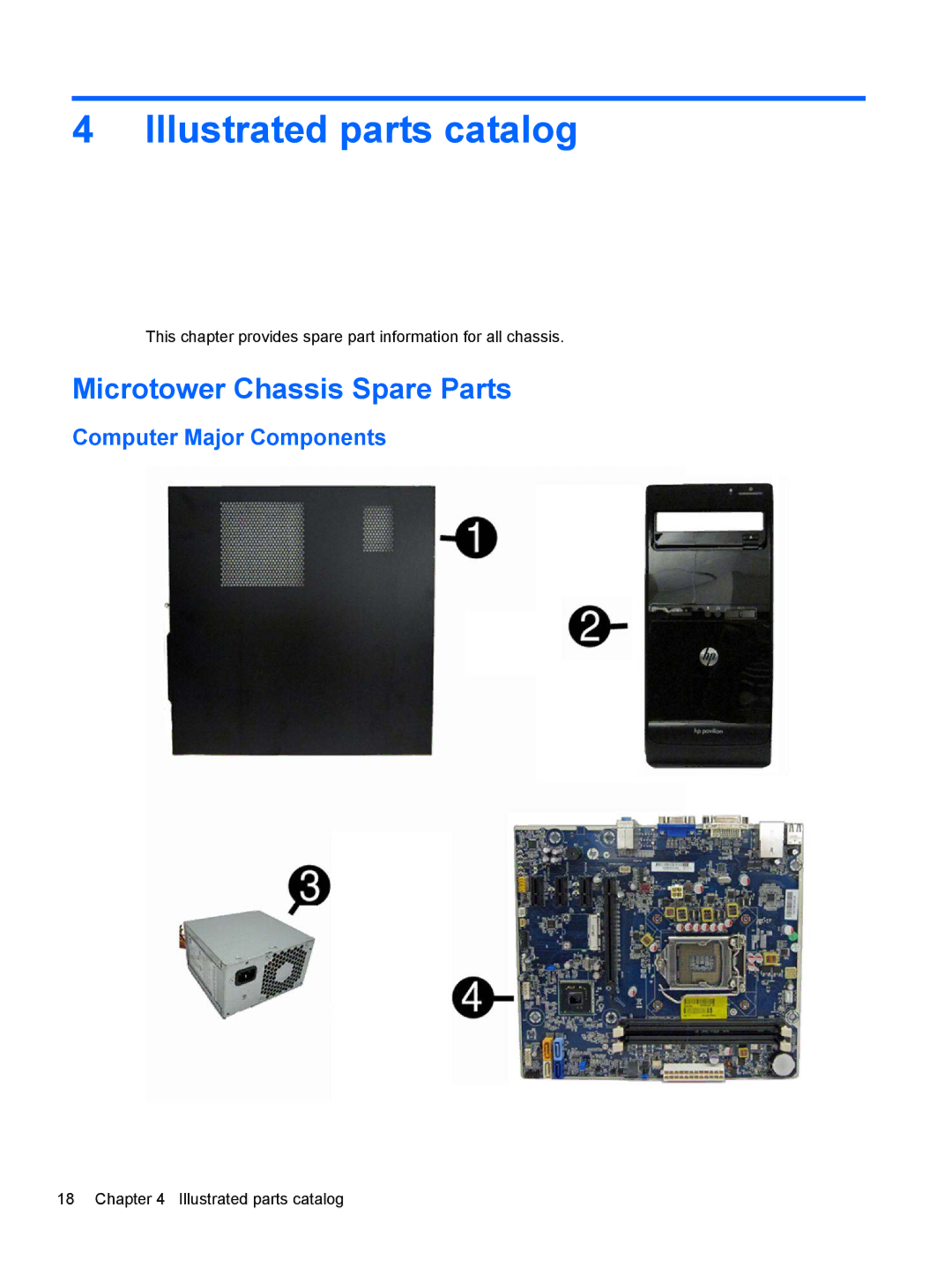 HP D3K72UT D3K72UT#ABA manual Illustrated parts catalog, Microtower Chassis Spare Parts, Computer Major Components 